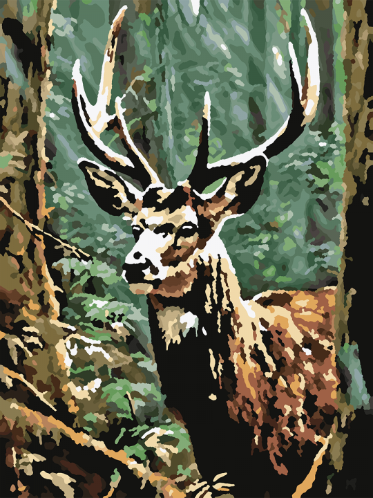 Картина по номерам без подрамника «Олень в лесу» 25x20 см