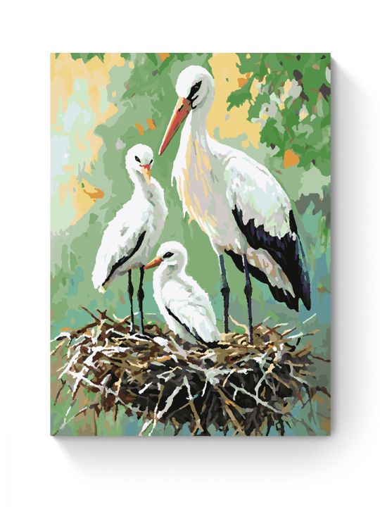 Картина по номерам на подрамнике «Аисты» 35x25 см
