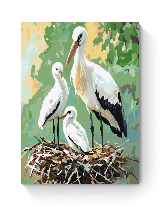 Картина по номерам на подрамнике «Аисты» 25x20 см