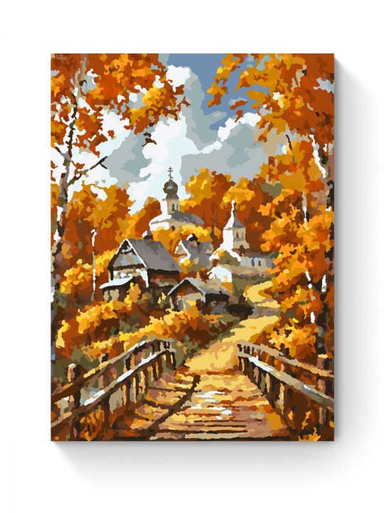Картина по номерам на подрамнике «Осень в селе» 25x20 см