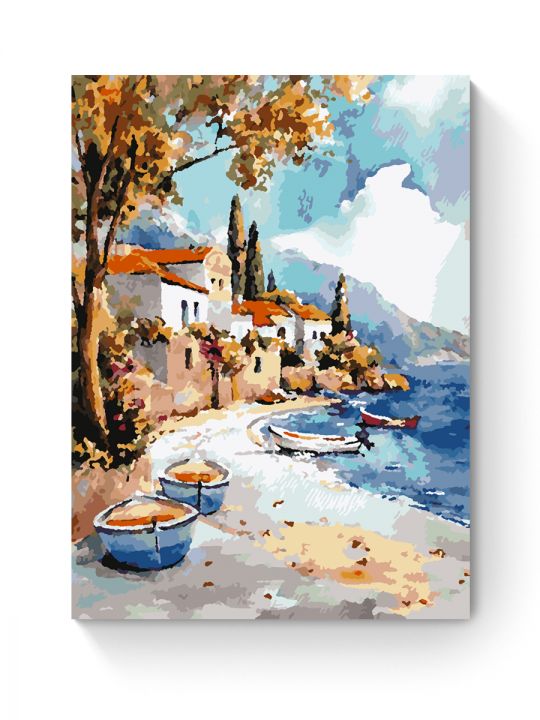 Картина по номерам на подрамнике «Домик у моря» 35x25 см