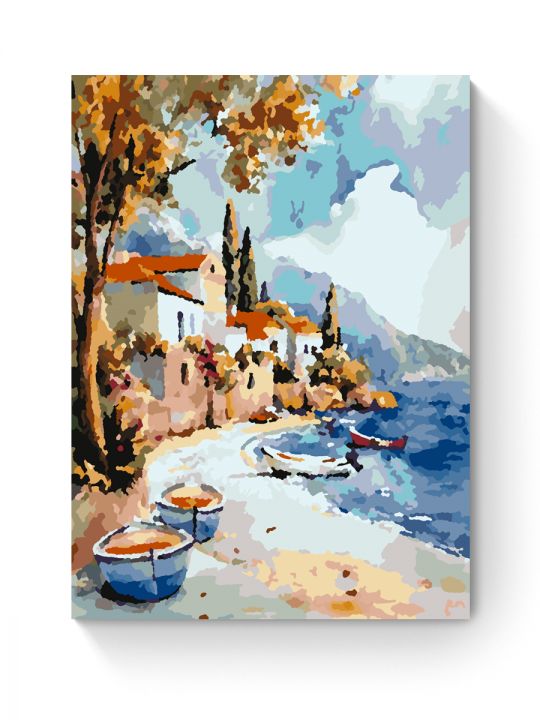 Картина по номерам на подрамнике «Домик у моря» 25x20 см