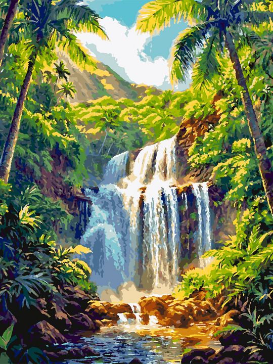 Картина по номерам без подрамника «Водопад» 80x60 см