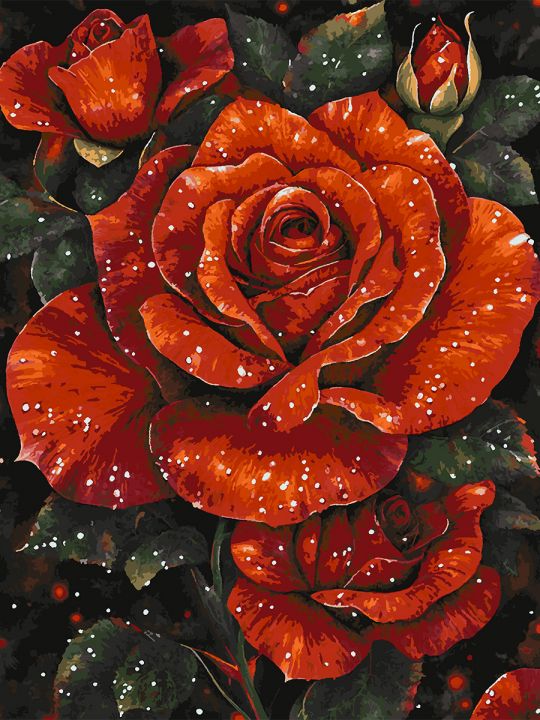 Картина по номерам без подрамника «Красные розы» 130x100 см