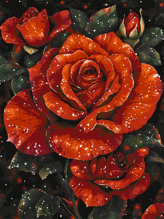 Картина по номерам без подрамника «Красные розы» 80x60 см