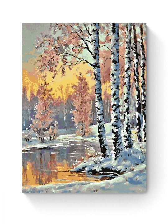 Картина по номерам на подрамнике «Березы у воды» 80x60 см