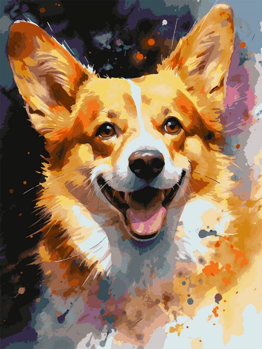 Картина по номерам без подрамника «Милый корги» 130x100 см