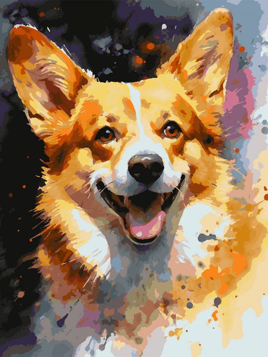 Картина по номерам без подрамника «Милый корги» 80x60 см