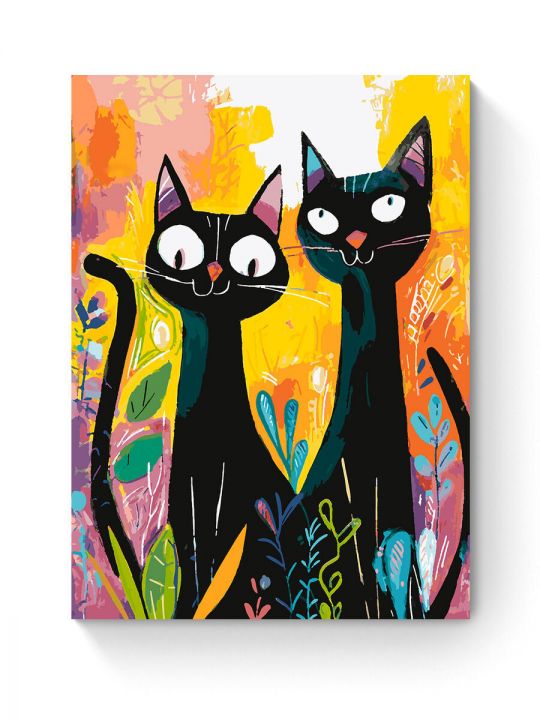 Картина по номерам на подрамнике «Чёрные коты» 80x60 см