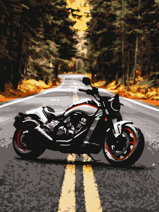 Картина по номерам без подрамника «Мотоцикл» 35x25 см