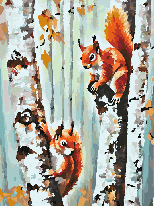 Картина по номерам без подрамника «Две белочки» 25x20 см