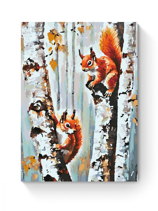 Картина по номерам на подрамнике «Две белочки» 35x25 см