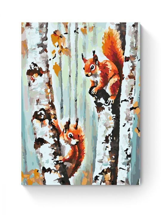 Картина по номерам на подрамнике «Две белочки» 25x20 см