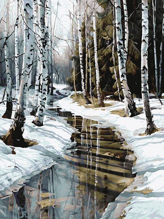 Картина по номерам без подрамника «Оттепель» 130x100 см