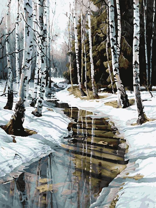 Картина по номерам без подрамника «Оттепель» 80x60 см