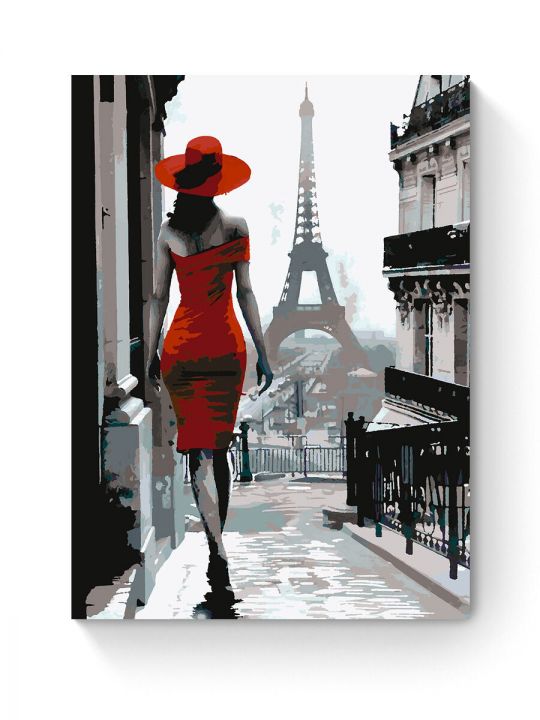 Картина по номерам на подрамнике «Леди и Париж» 90x70 см