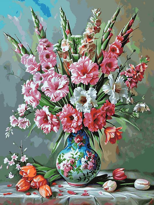 Картина по номерам без подрамника «Гладиолусы» 130x100 см