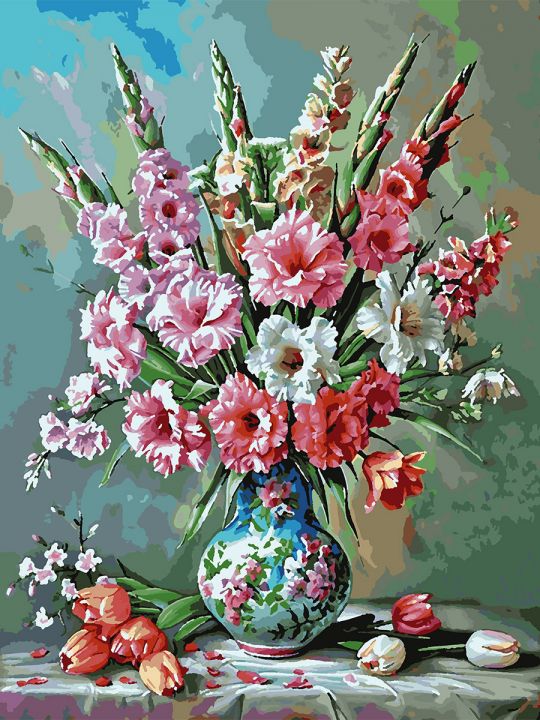 Картина по номерам без подрамника «Гладиолусы» 80x60 см