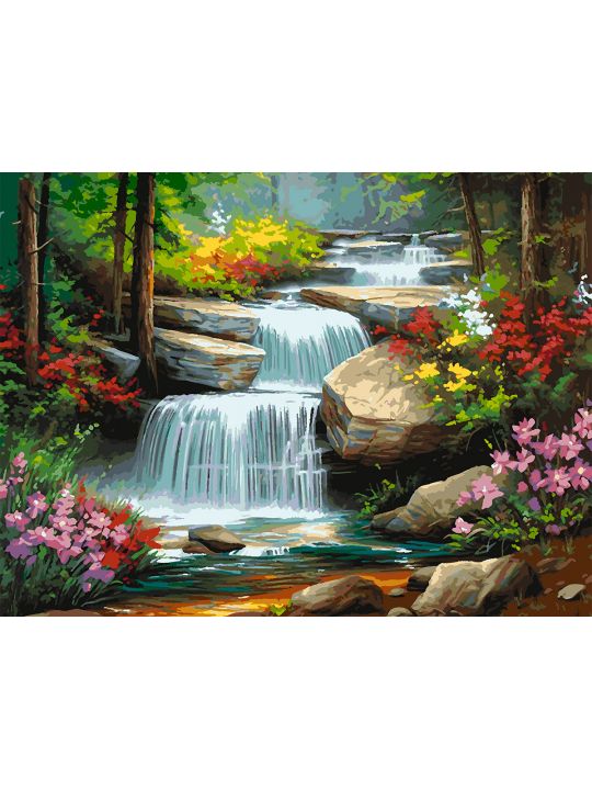 Картина по номерам без подрамника «Водопад» 90x70 см
