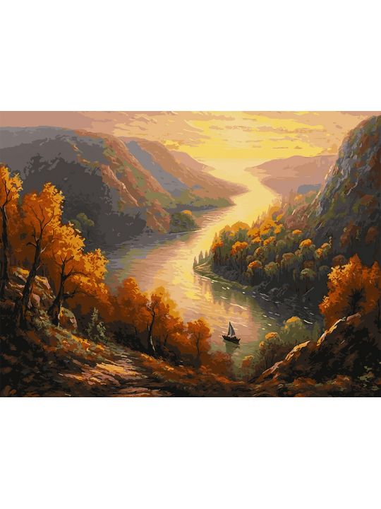 Картина по номерам без подрамника «Речная долина» 130x100 см