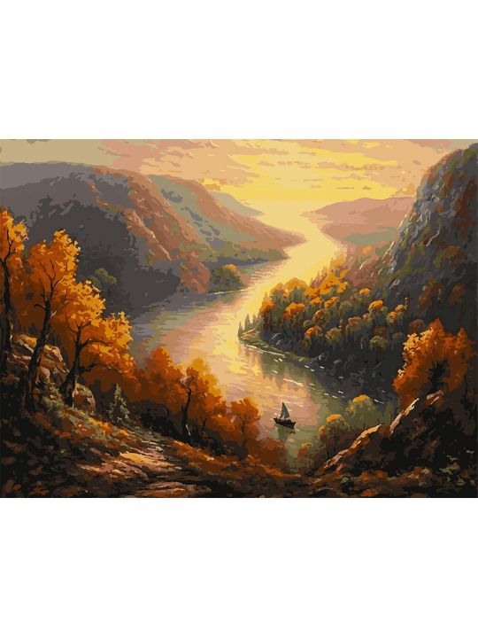 Картина по номерам без подрамника «Речная долина» 80x60 см