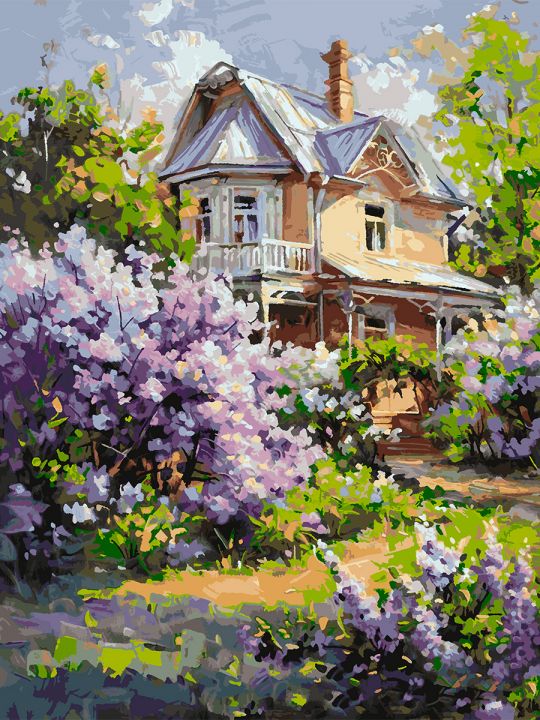 Картина по номерам без подрамника «Летний дом» 130x100 см