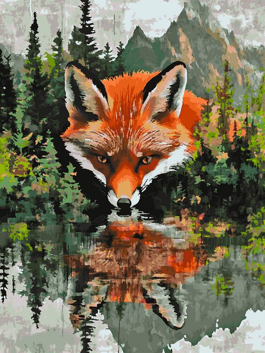 Картина по номерам без подрамника «Тотем лисы» 90x70 см