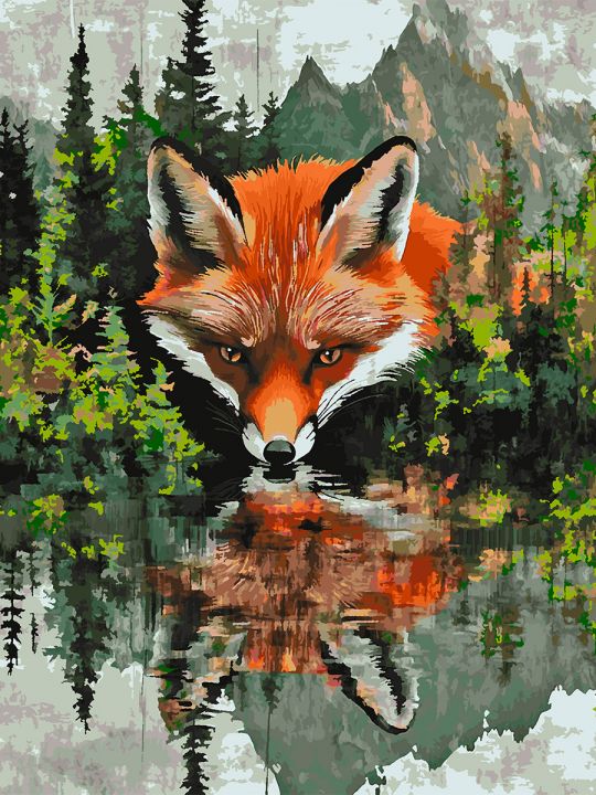 Картина по номерам без подрамника «Тотем лисы» 130x100 см