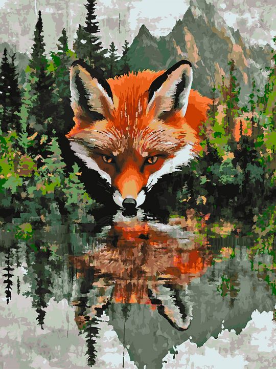 Картина по номерам без подрамника «Тотем лисы» 80x60 см