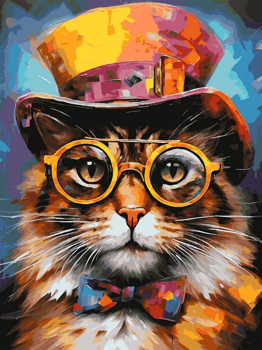 Картина по номерам без подрамника «Кот в очках» 130x100 см