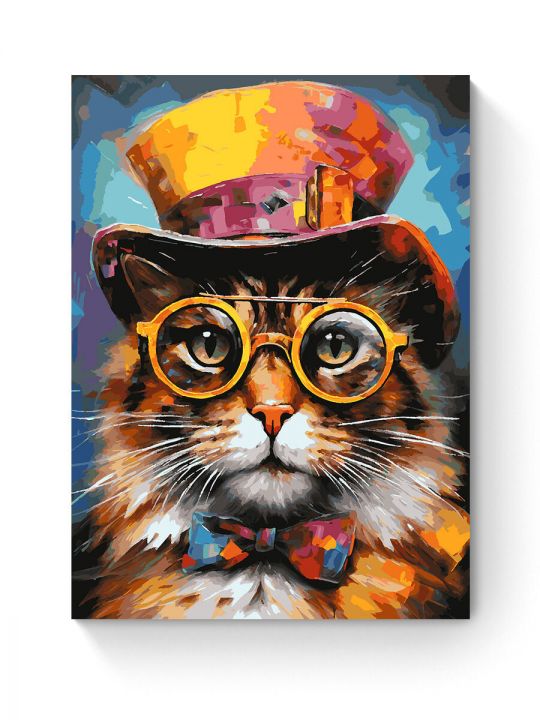 Картина по номерам на подрамнике «Кот в очках» 90x70 см
