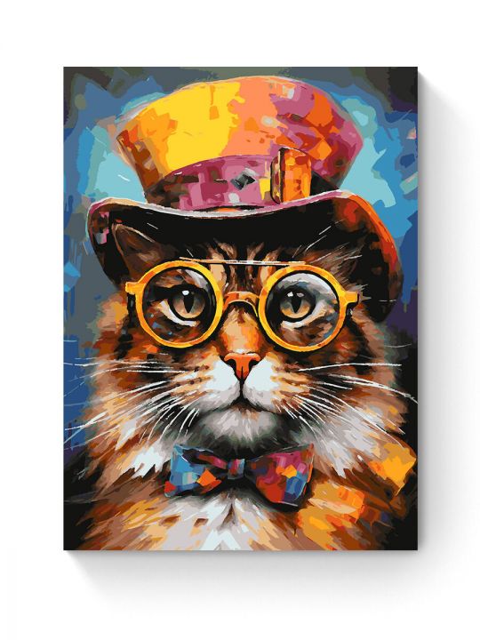 Картина по номерам на подрамнике «Кот в очках» 80x60 см