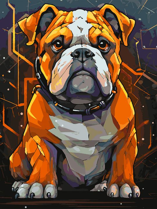 Картина по номерам без подрамника «Бульдог» 90x70 см