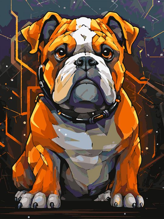 Картина по номерам без подрамника «Бульдог» 80x60 см