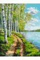 Картина по номерам без подрамника «Березы у воды» 130x100 см
