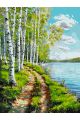 Картина по номерам без подрамника «Березы у воды» 80x60 см