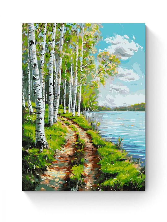 Картина по номерам на подрамнике «Березы у воды» 80x60 см