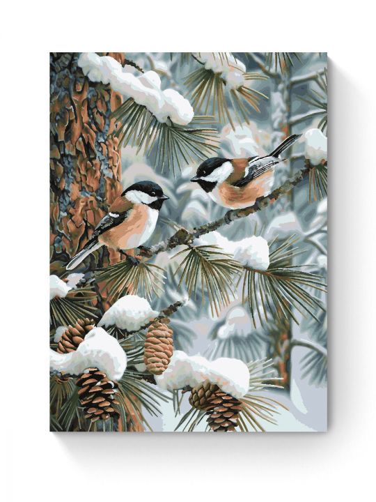 Картина по номерам на подрамнике «Синички» 90x70 см