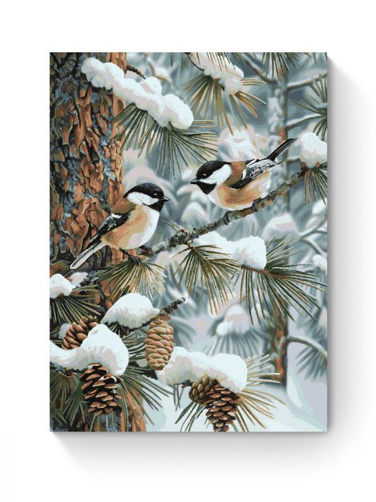 Картина по номерам на подрамнике «Синички» 80x60 см