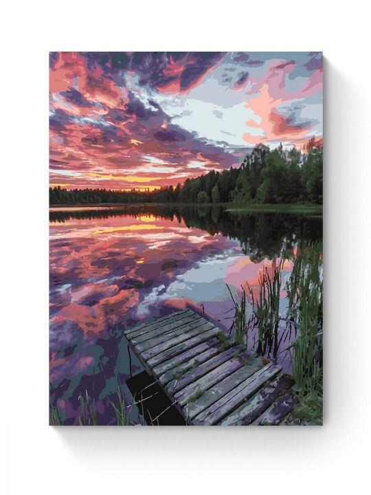 Картина по номерам на подрамнике «Закат на реке» 90x70 см