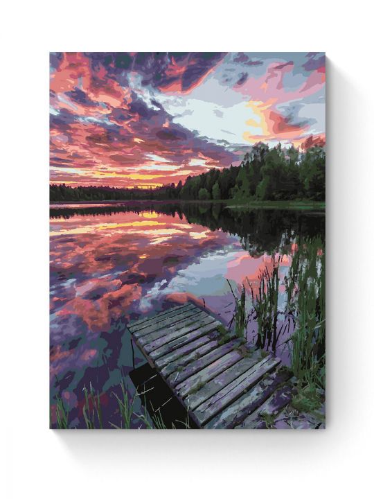 Картина по номерам на подрамнике «Закат на реке» 80x60 см