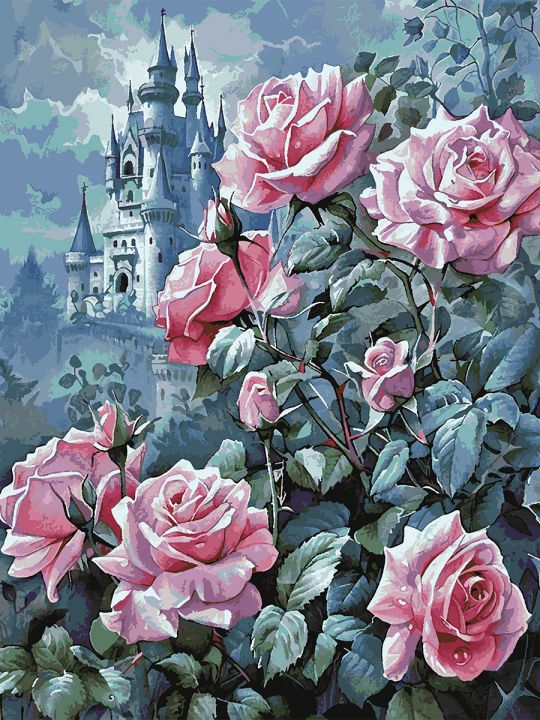 Картина по номерам без подрамника «Замок роз» 130x100 см