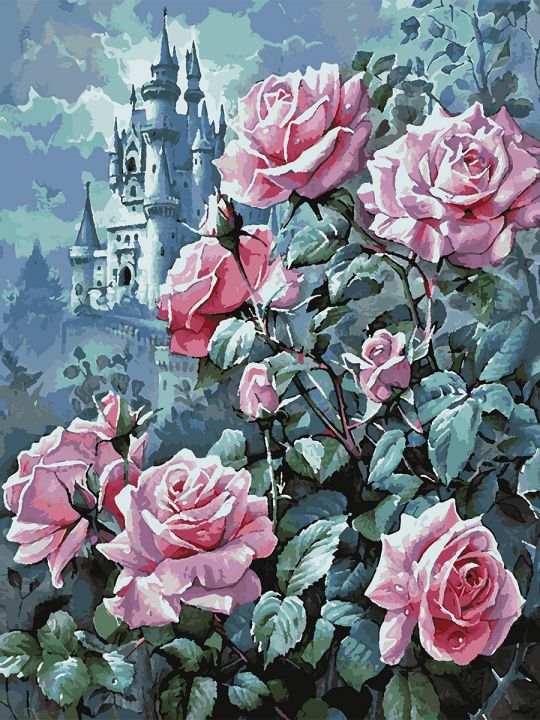 Картина по номерам без подрамника «Замок роз» 80x60 см