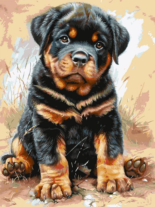 Картина по номерам без подрамника «Ротвейлер» 80x60 см