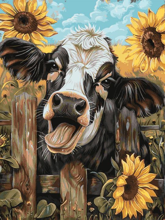 Картина по номерам без подрамника «Милый теленок» 130x100 см