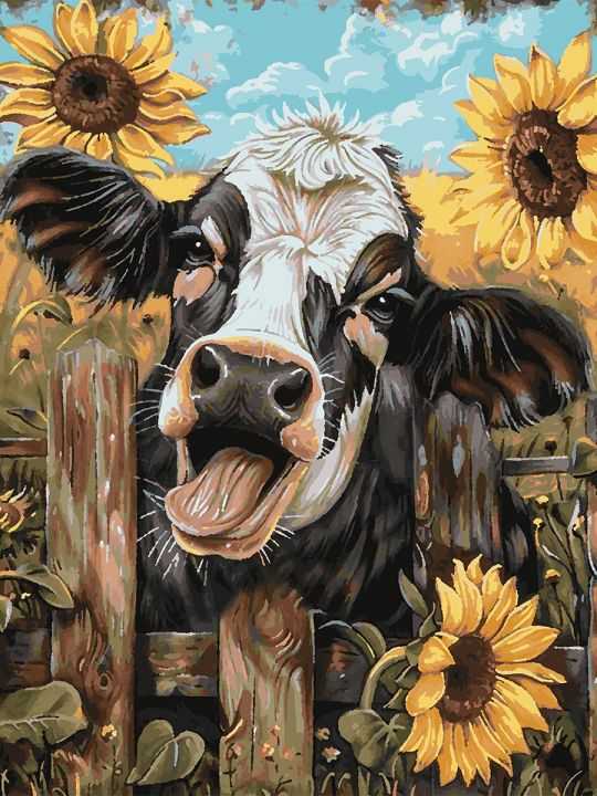 Картина по номерам без подрамника «Милый теленок» 80x60 см