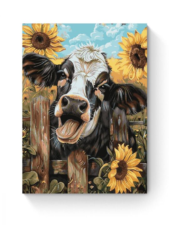 Картина по номерам на подрамнике «Милый теленок» 90x70 см