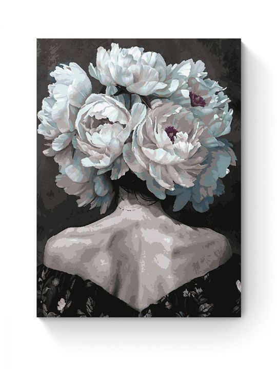Картина по номерам на подрамнике «Леди в пионах» 80x60 см