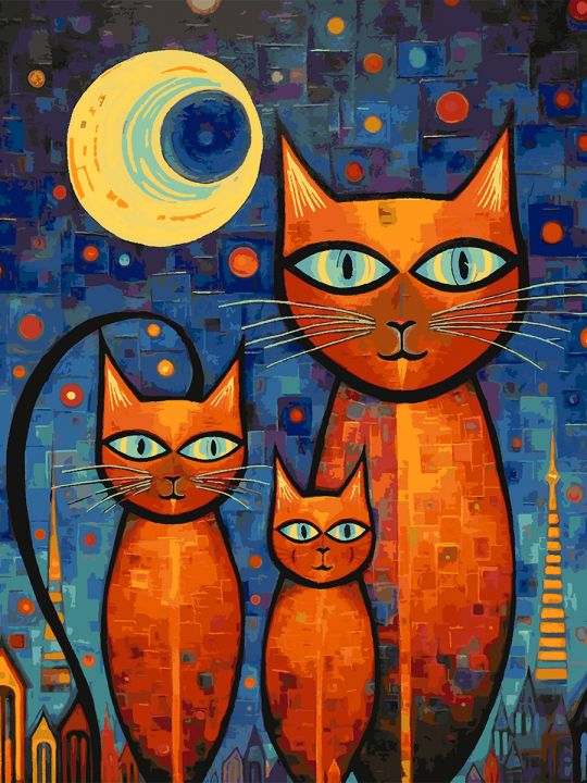 Картина по номерам без подрамника «Рыжие кошки» 130x100 см