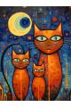 Картина по номерам без подрамника «Рыжие кошки» 130x100 см